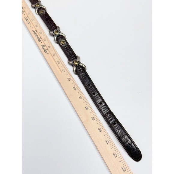 Brighton Silver Buckle Dark Brown Leather Western Belt Women's M (30) - Picture 16 of 16